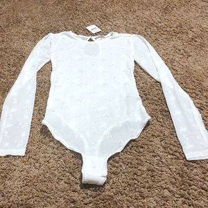 Free People Ivory Women's long sleeve bodysuit S --NWT